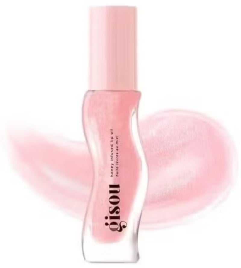 Gisou Honey Infused Hydrating Lip Oil, Nourishing Lip Moisturizer for Dry Lips, High Shine, Smooth Finish, Clear Pink Shimmer Shade, Fresh Watermelon Scent, Watermelon Sugar, 8ml - Image 1